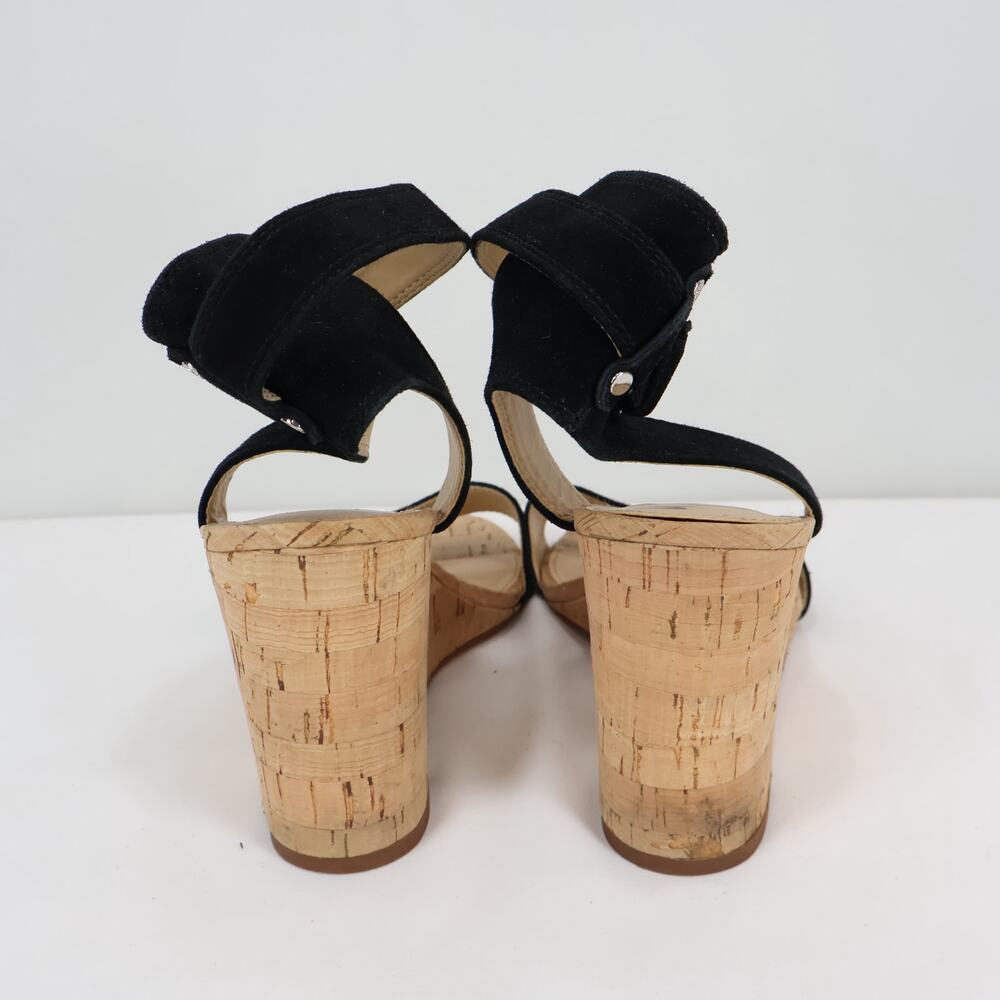 Sam Edelman Willow Black Suede Cork Wedge Sandal Size 9 - Picture 3 of 8